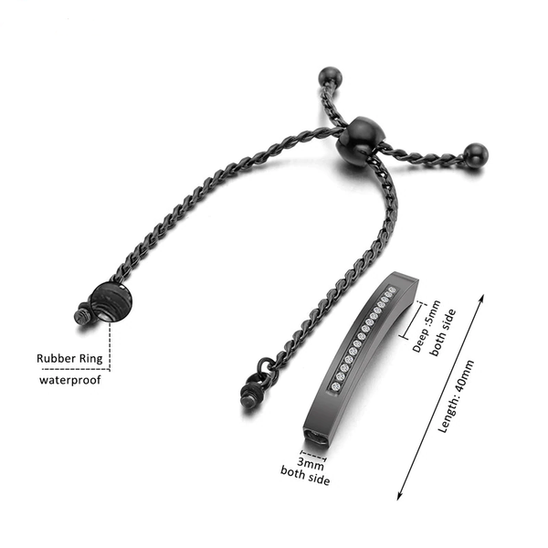 Bracelet en acier inoxydable, porte-cendres, avec zircon cendre - Urne Cinéraire Lambert