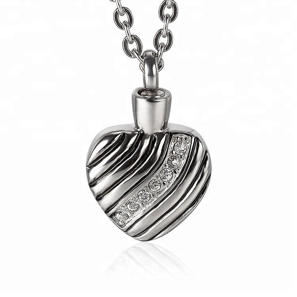 Pendentif en forme de coeur avec zircon cendre - Urne Cinéraire Lambert