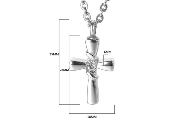 Pendentif en forme de Croix avec zircon cendre - Urne Cinéraire Lambert
