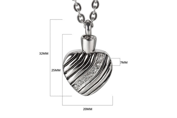 Pendentif en forme de coeur avec zircon cendre - Urne Cinéraire Lambert